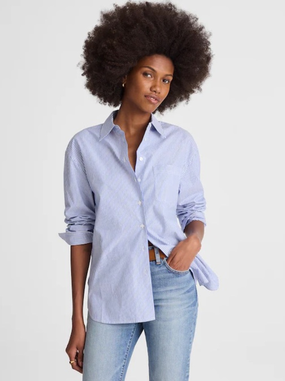 Madewell The Easy Shirt Blue & White Striped, S
